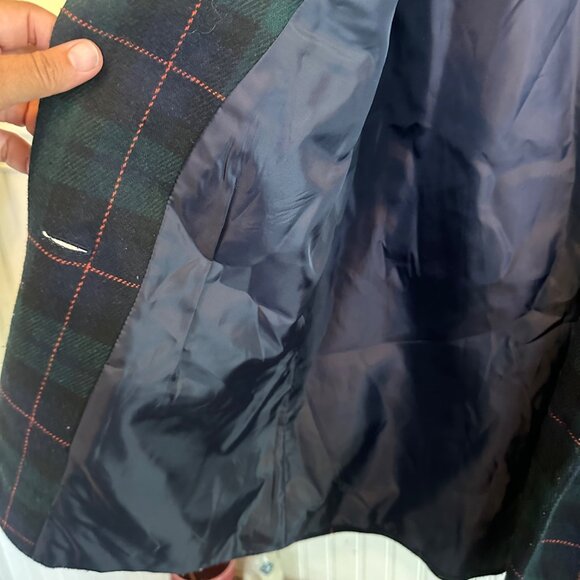 Sag Harbor Petite Green Plaid Blazer Jacket Size 10 Wool Blend Velvet Collar - Picture 7 of 7